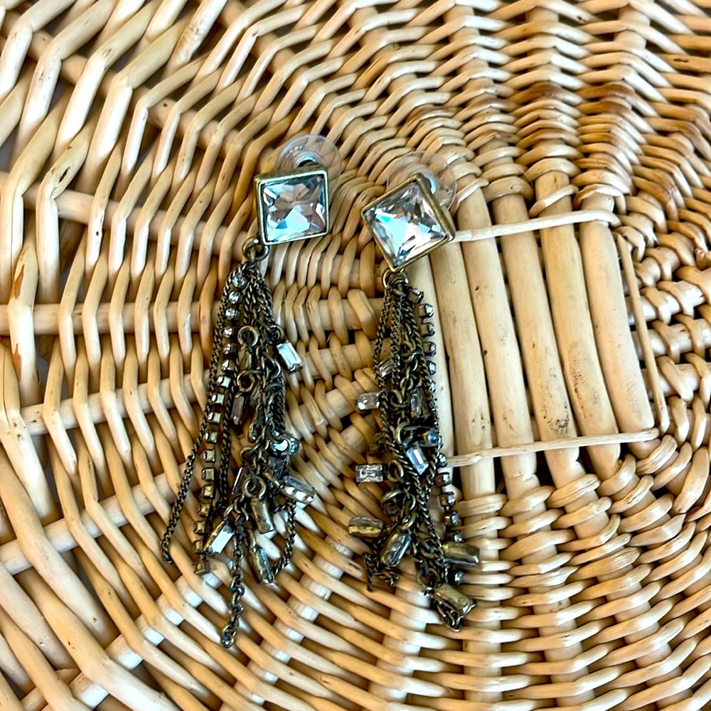 Glitzy brass and CZ earrings